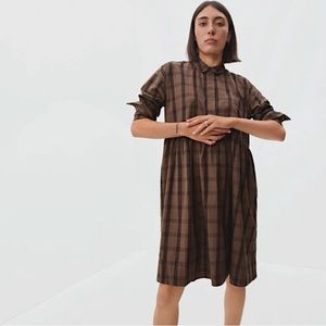 NWT Everlane Field Dress size L mocha plaid